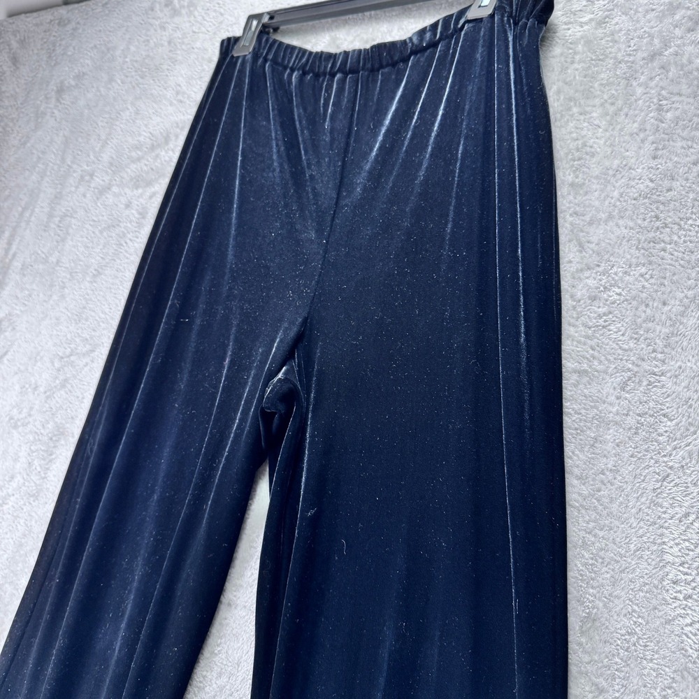 Black Velvet Wide Leg High Waisted Elastic Waist Pants Size 12 Retro 90's Y2K